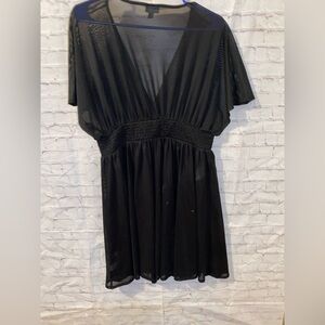 torrid Black Swim Coverup With V-Neck and Short Sleeves